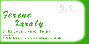 ferenc karoly business card