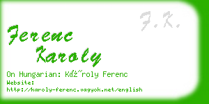 ferenc karoly business card
